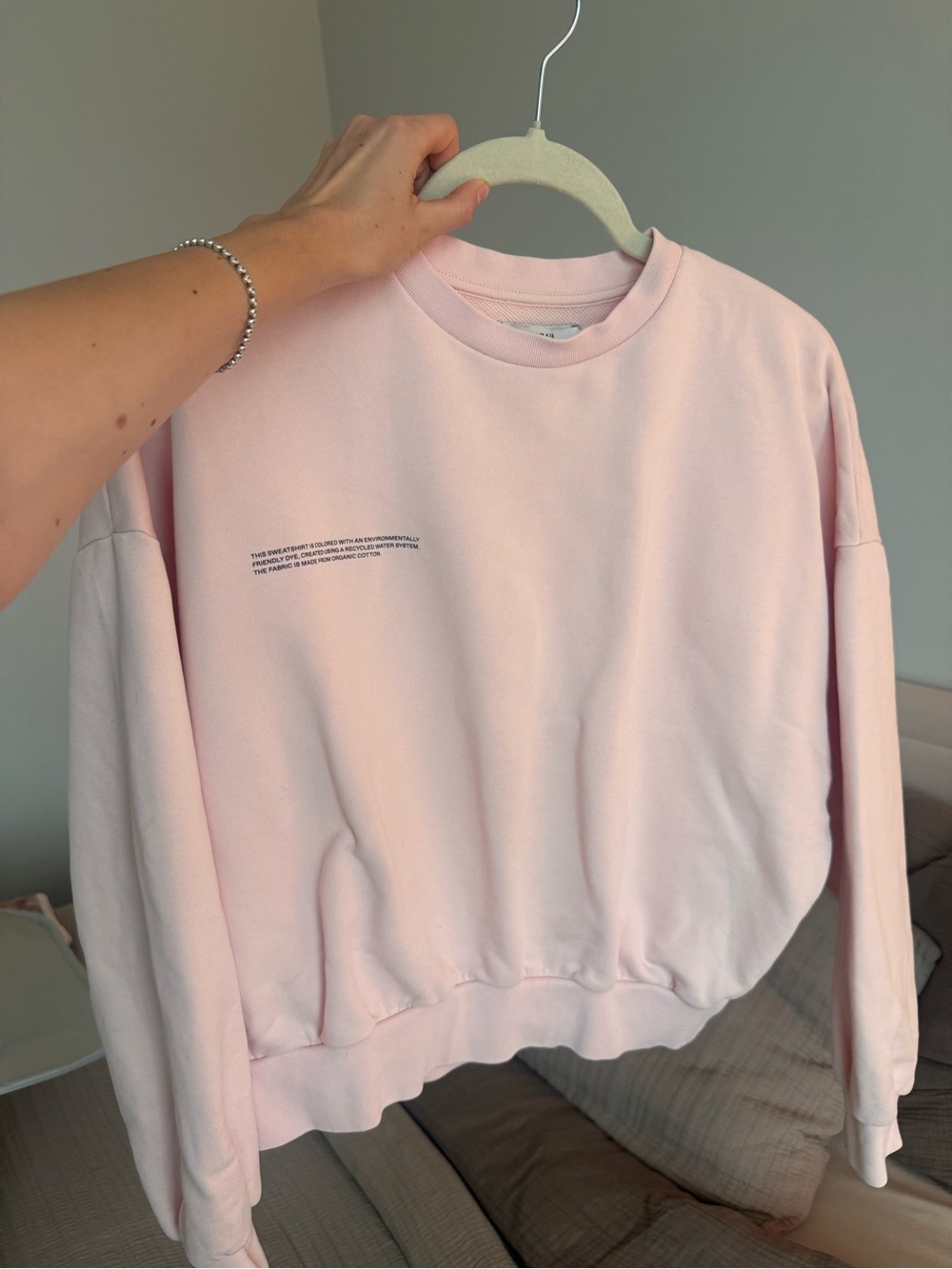 Pangaia 365 Organic Cotton Sweatshirt — Baby Pink, XS